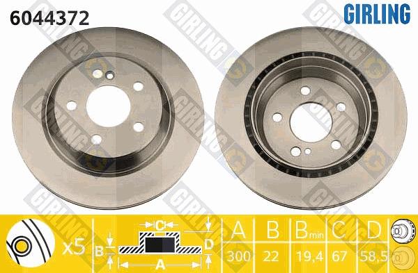 Girling 6044372 - Bremžu diski www.autospares.lv