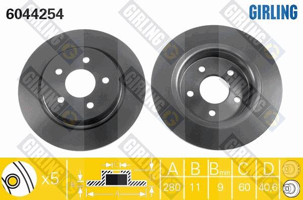 Girling 6044254 - Тормозной диск www.autospares.lv