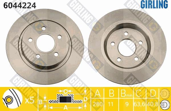 Girling 6044224 - Brake Disc www.autospares.lv