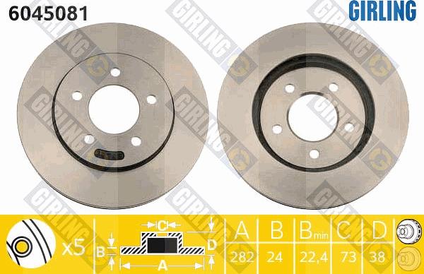 Girling 6045081 - Bremžu diski autospares.lv