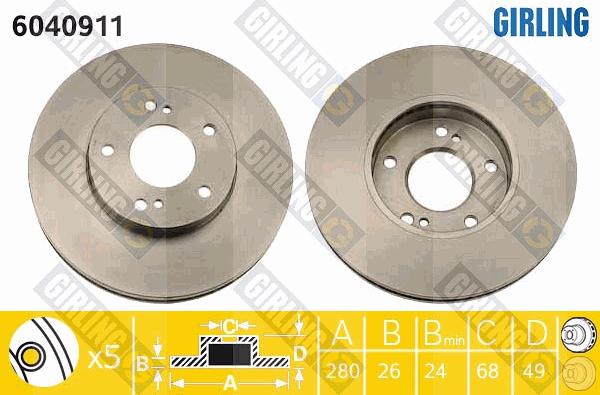 Girling 6040911 - Bremžu diski autospares.lv