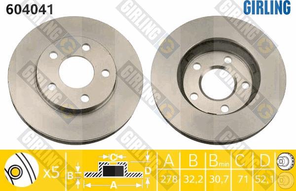 Girling 6040411 - Тормозной диск www.autospares.lv