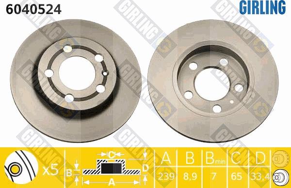 Girling 6040524 - Bremžu diski www.autospares.lv