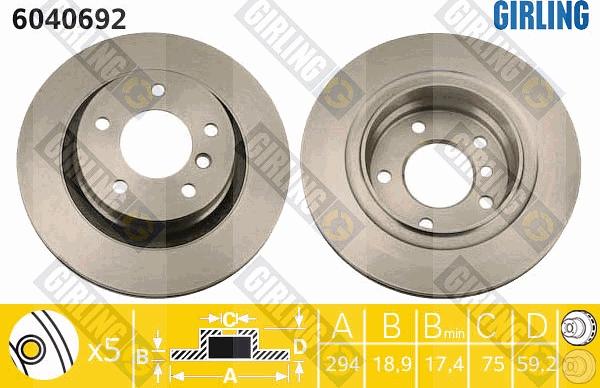 Girling 6040692 - Тормозной диск www.autospares.lv