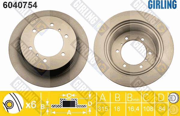 Girling 6040754 - Brake Disc www.autospares.lv