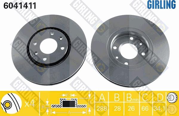 Girling 6041411 - Тормозной диск www.autospares.lv