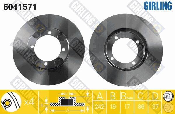 Girling 6041571 - Bremžu diski autospares.lv