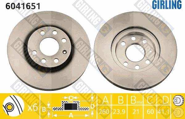 Girling 6041651 - Bremžu diski www.autospares.lv