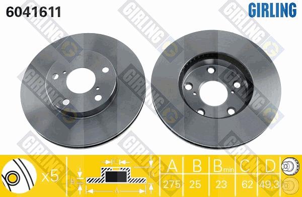 Girling 6041611 - Bremžu diski autospares.lv