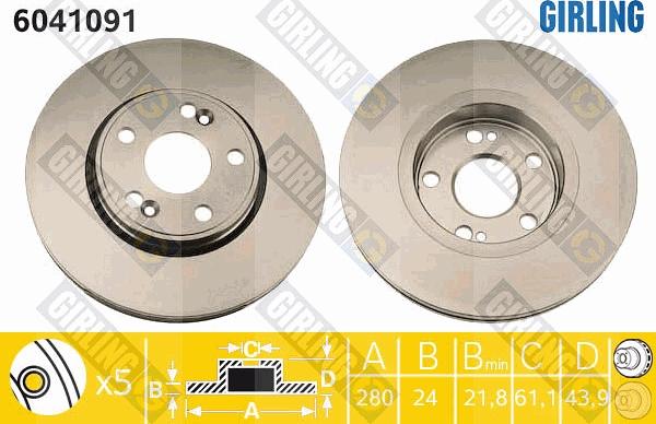 Girling 6041091 - Bremžu diski www.autospares.lv