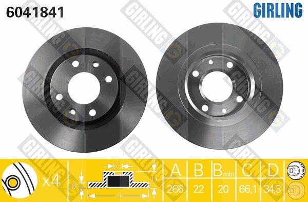 Girling 6041841 - Bremžu diski autospares.lv