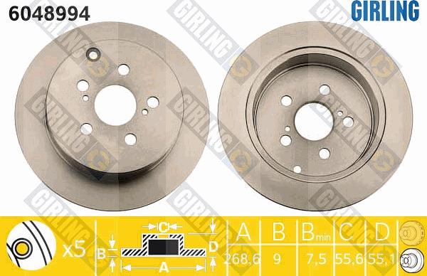 Girling 6048994 - Bremžu diski www.autospares.lv