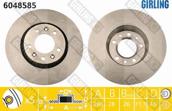 Girling 6048585 - Brake Disc www.autospares.lv