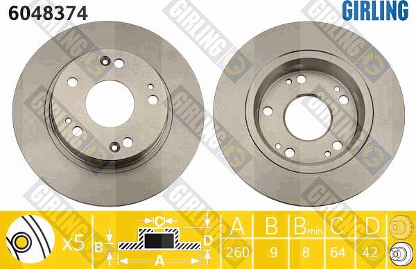 Girling 6048374 - Bremžu diski www.autospares.lv