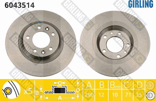 Girling 6043514 - Bremžu diski www.autospares.lv