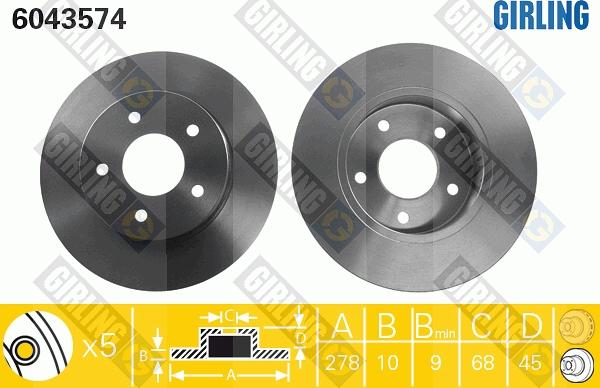 Girling 6043574 - Bremžu diski www.autospares.lv