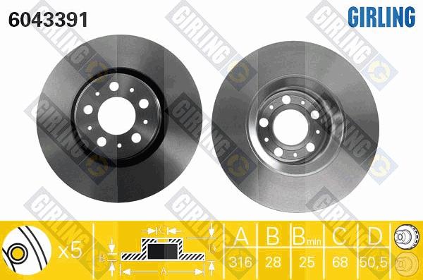 Girling 6043391 - Bremžu diski autospares.lv