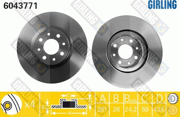 Girling 6043771 - Bremžu diski autospares.lv