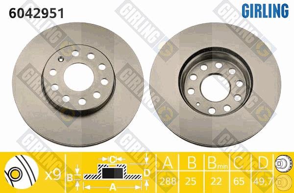 Girling 6042951 - Bremžu diski www.autospares.lv