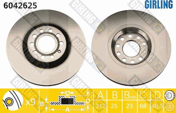 Girling 6042625 - Bremžu diski www.autospares.lv