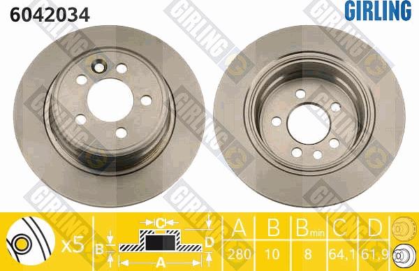 Girling 6042034 - Bremžu diski autospares.lv