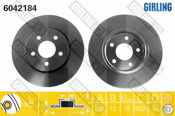 Girling 6042184 - Bremžu diski autospares.lv