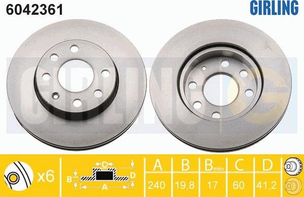 Girling 6042361 - Bremžu diski autospares.lv