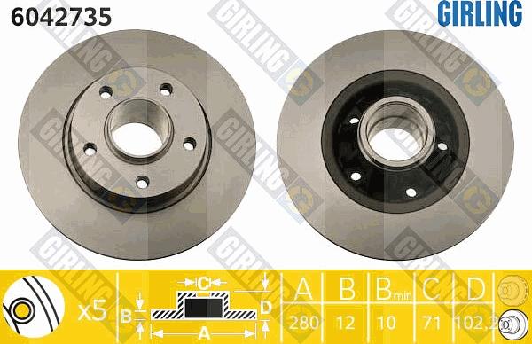 Girling 6042735 - Brake Disc www.autospares.lv