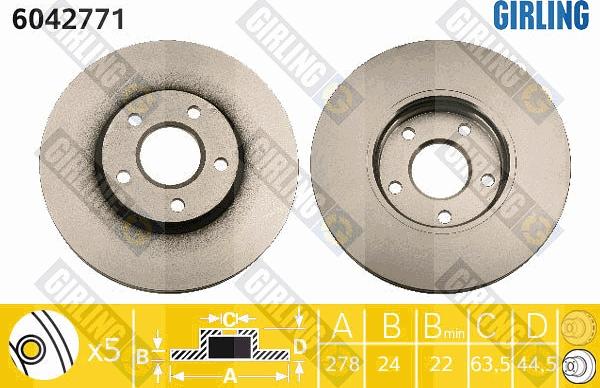 Girling 6042771 - Bremžu diski autospares.lv