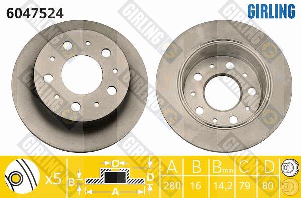 Girling 6047524 - Brake Disc www.autospares.lv