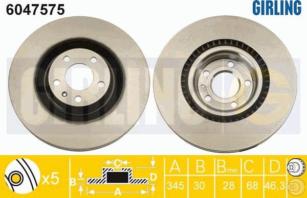 Girling 6047575 - Тормозной диск www.autospares.lv