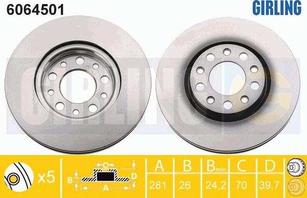 Girling 6064501 - Bremžu diski autospares.lv