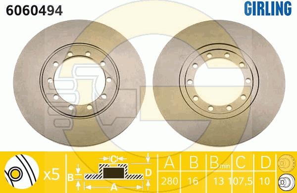 Girling 6060494 - Brake Disc www.autospares.lv