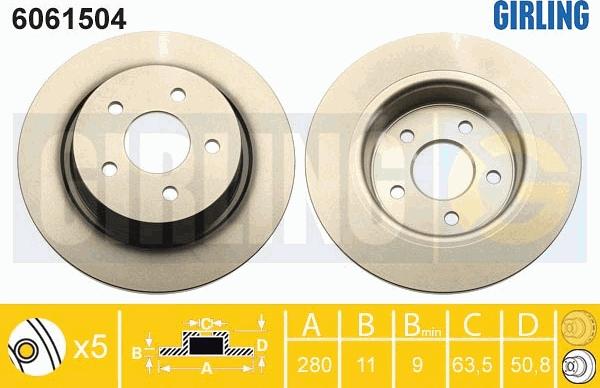 Girling 6061504 - Bremžu diski autospares.lv