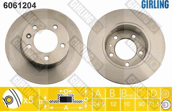 Girling 6061204 - Bremžu diski autospares.lv