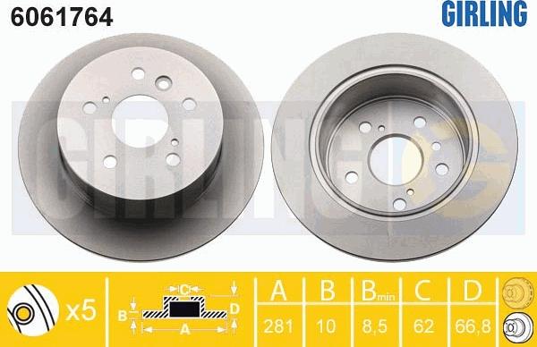 Girling 6061764 - Bremžu diski autospares.lv