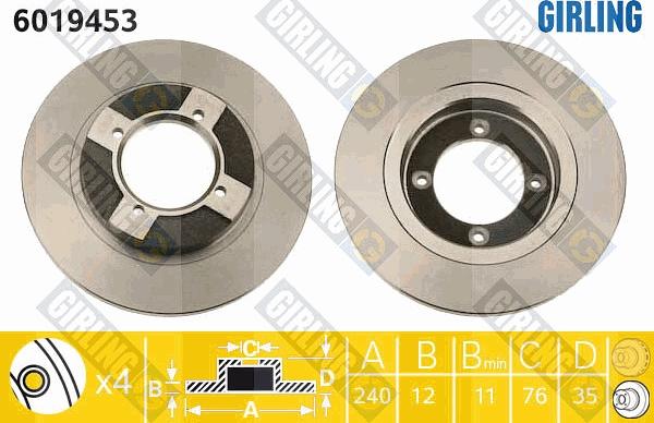 Girling 6019453 - Тормозной диск www.autospares.lv