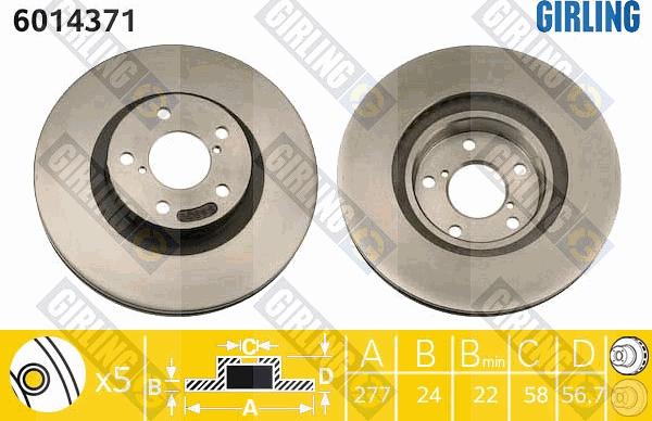 Girling 6014371 - Brake Disc www.autospares.lv