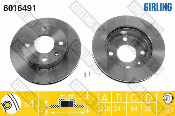 Girling 6016491 - Bremžu diski autospares.lv