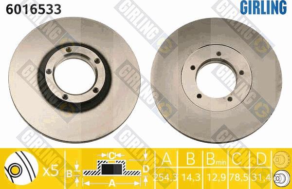 Girling 6016533 - Bremžu diski autospares.lv