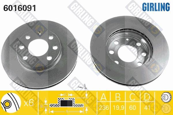 Girling 6016091 - Bremžu diski autospares.lv