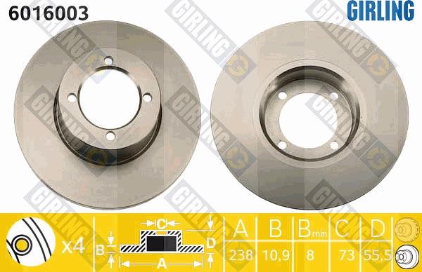 Girling 6016003 - Bremžu diski autospares.lv