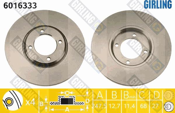 Girling 6016333 - Bremžu diski autospares.lv