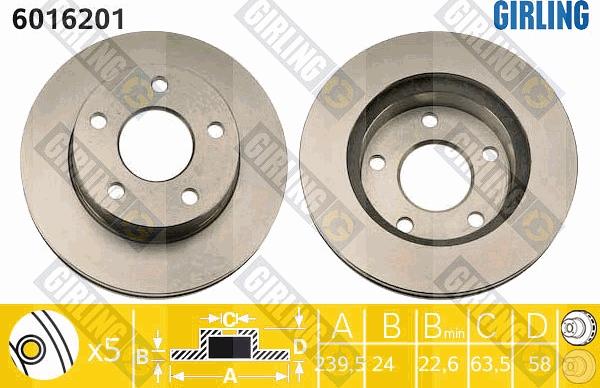 Girling 6016201 - Bremžu diski www.autospares.lv