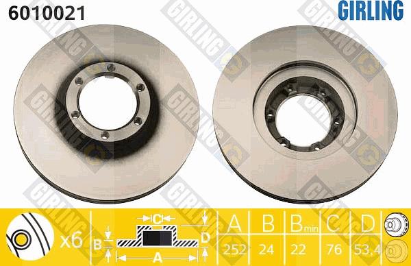 Girling 6010021 - Brake Disc www.autospares.lv