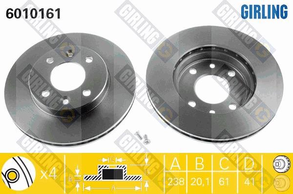 Girling 6010161 - Bremžu diski autospares.lv