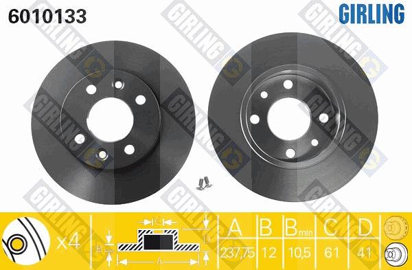 Girling 6010133 - Bremžu diski autospares.lv