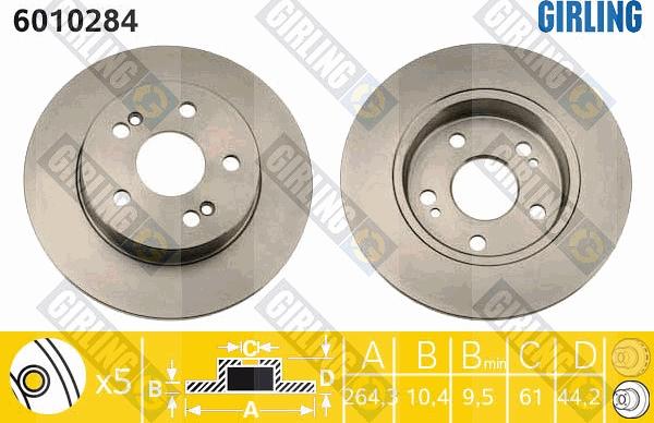 Girling 6010284 - Тормозной диск www.autospares.lv