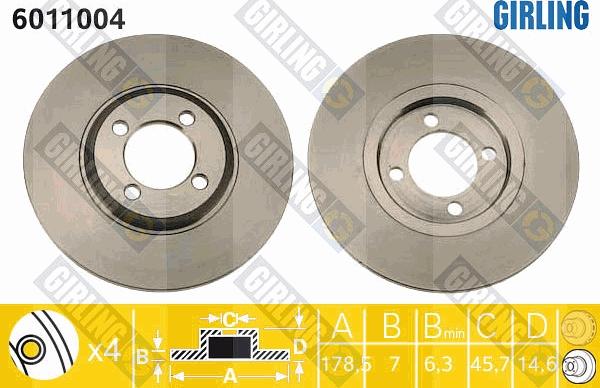 Girling 6011004 - Тормозной диск www.autospares.lv