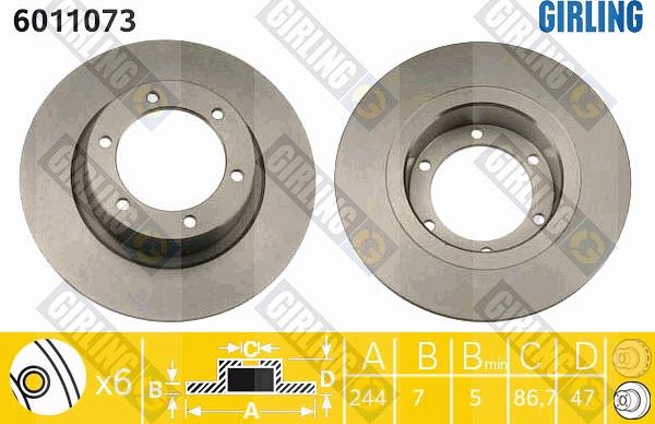 Girling 6011073 - Тормозной диск www.autospares.lv